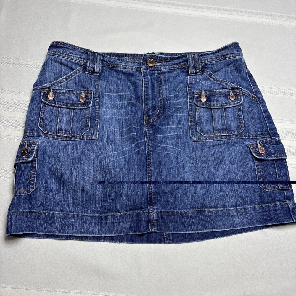 Faded Glory Missy Mini Skirt Short 12 Denim High Rise Utility Streetwear Y2K 90s